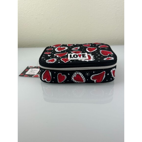 Brighton Hearts A Flutter Travel Jewelry Case NWT Zip Around Organizer Red Black - Picture 6 of 16